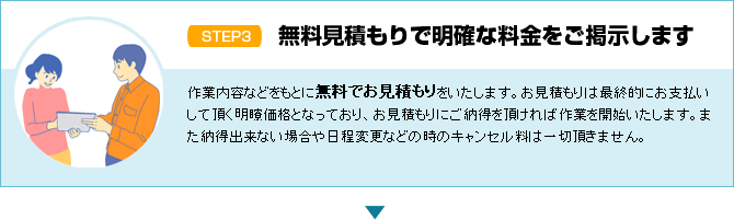 見積もりや出張費・キャンセル料は無料です